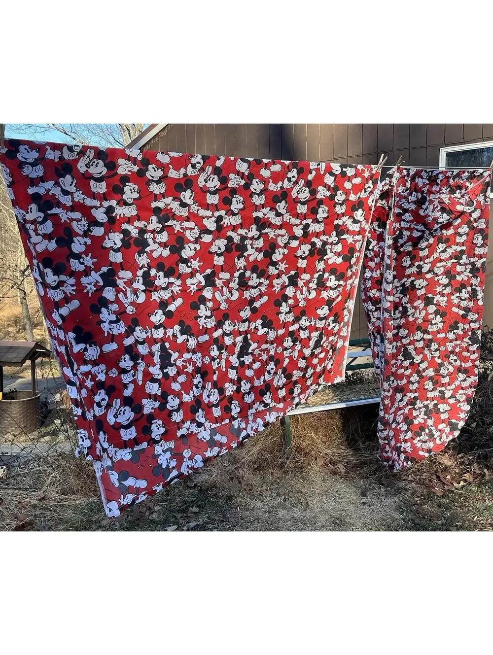 Vintage Disney Mickey Mouse Red Sheets Set (no pillow cover) Twin 84x56 USA
